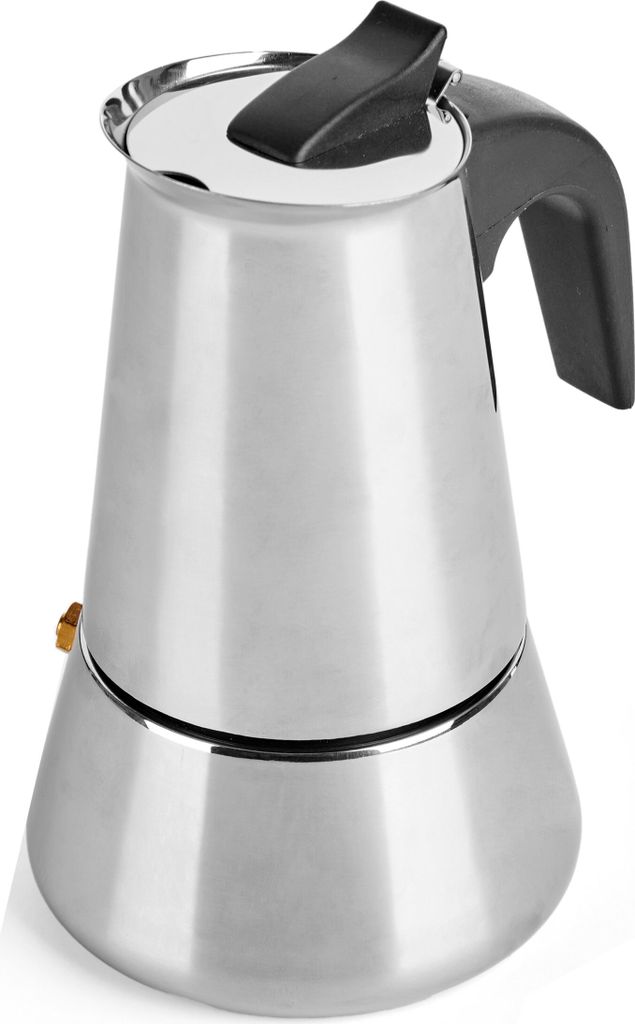 Kinvara S12AA-4T Italienische Kaffeemaschine Schwarz Silber Stahl 4 Tassen