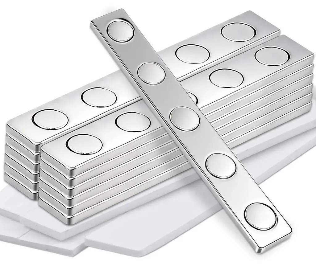 Aimants néodyme puissants 68x10x2 mm rectangulaires avec adhésif [12 pcs]