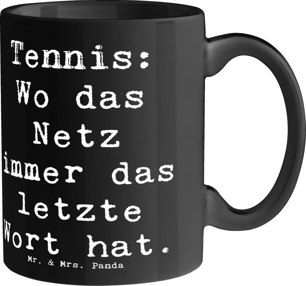 Mr. & Mrs. Panda Kaffeetasse Spruch Tennis Netz - Schwarz - Geschenk, Schläger, kaffeebecher keramik, Punkt, Ausrüstung, Teamsport, Sprüche, Tas...