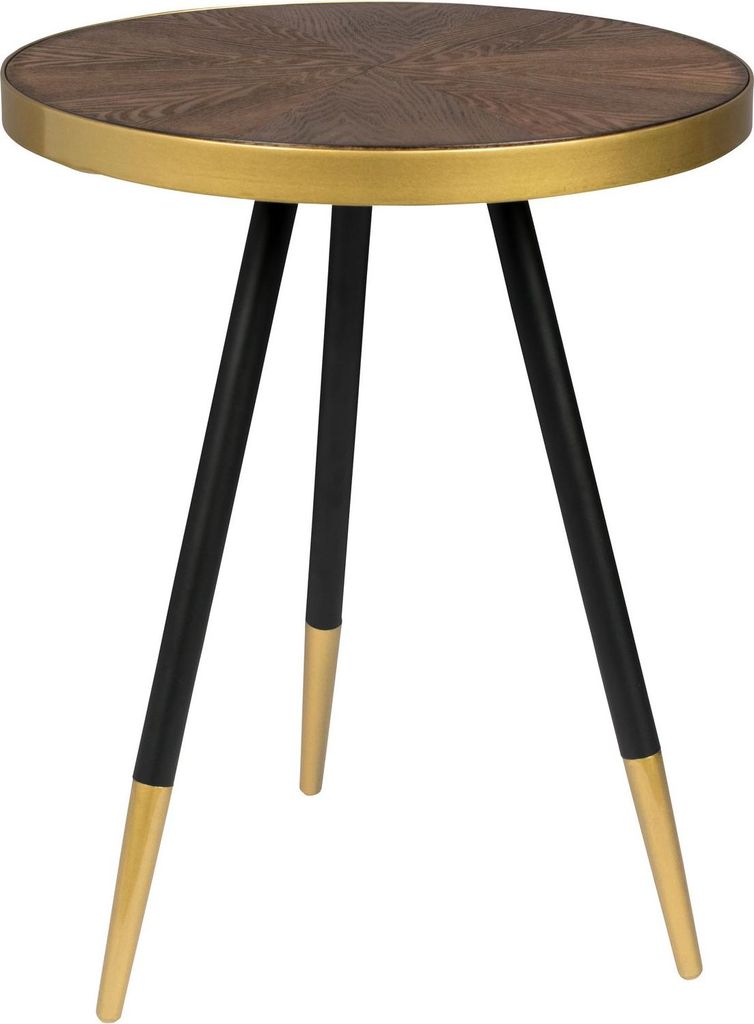 Housecraft Living Denise Beistelltisch Rund 44 cm Holz Braun/ Gold
