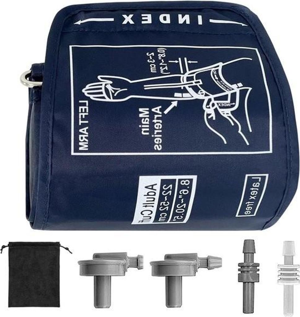 Extra große Blutdruckmanschette mit 4 Konnektoren, Aufbewahrungstasche, 22-52 cm Umfang für größere Oberarme - Kompatibel mit digitalen Blutdru...