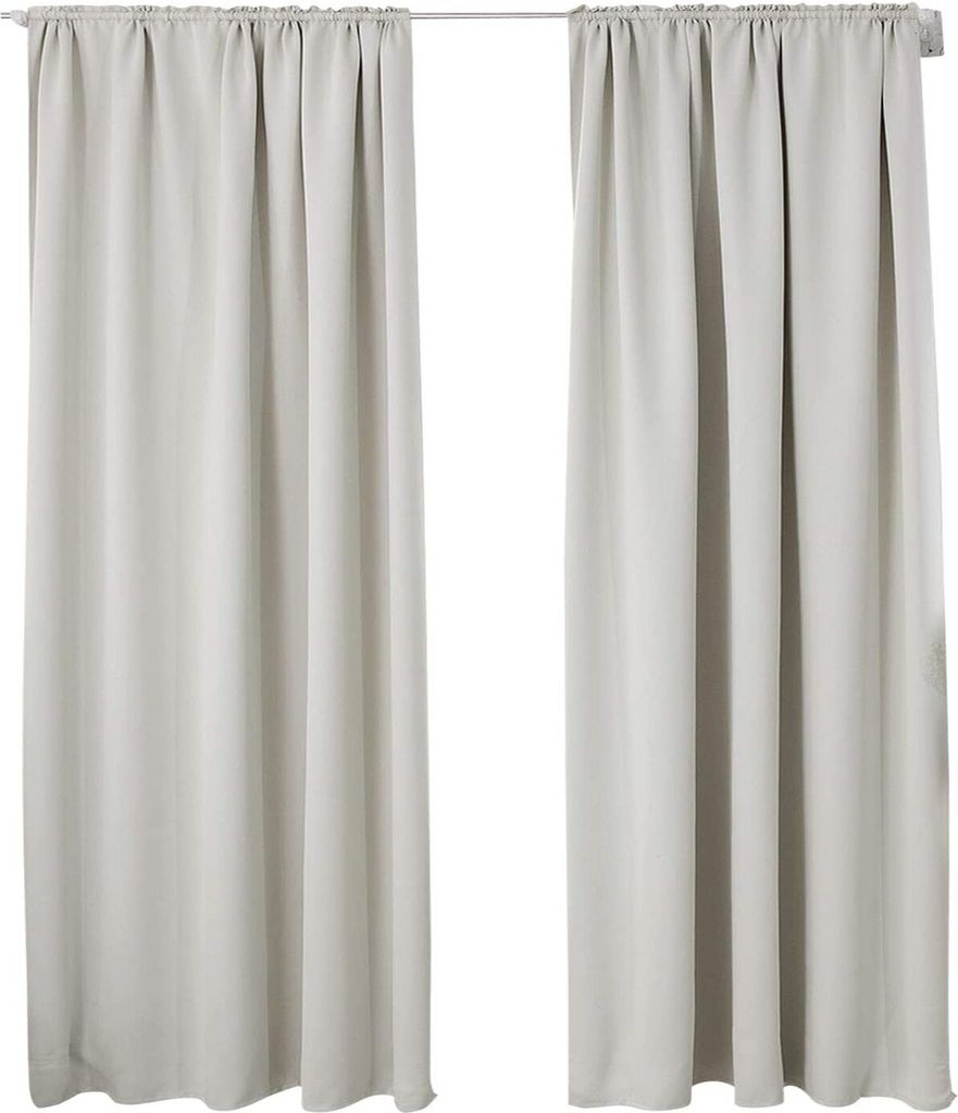 WOLTU 2er Set Gardine blickdicht 250 g/m² mit Kräuselband : Creme 135x175 cm Farbe: Creme Größe: 135x175 cm