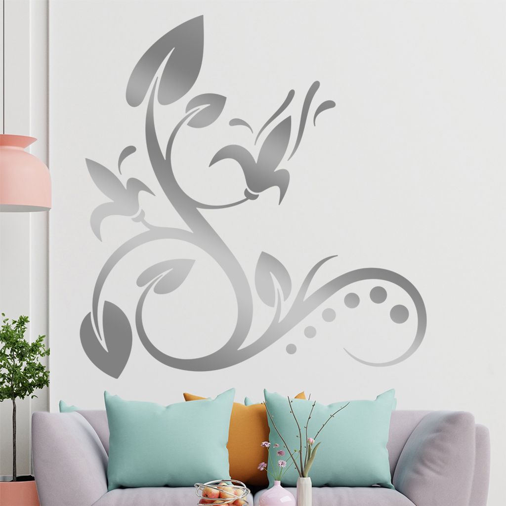 Blume - Linien Punkte Wandtattoo in 6 Größen - Wandaufkleber Wall Sticker - Dekoration, Küche, Wohnzimmer, Schlafzimmer, Badezimmer