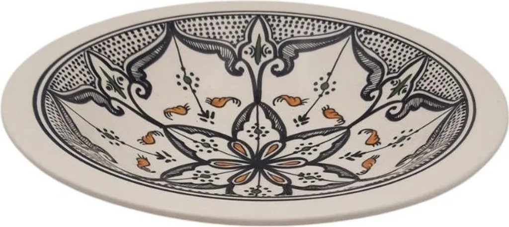 Plat Tebsi Marocain Noir D 37 cm - Grande Assiette de Service Artisanale