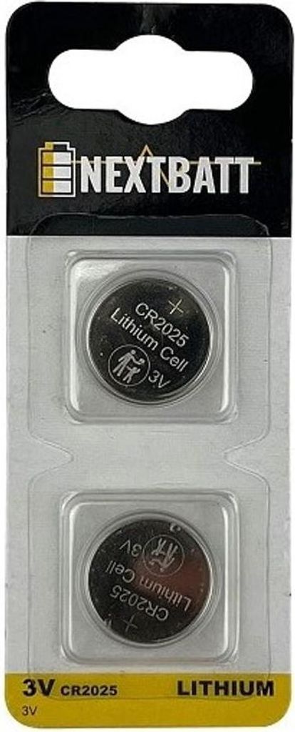 NextBatt Knopfzellenbatterie CR2025, 3V - 2er-Pack