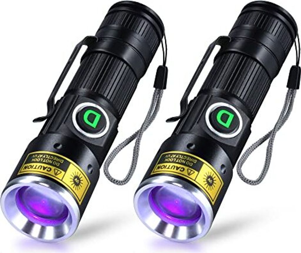 Darkdawn Torchen UV 395nm Licht USB wiederaufladbare ultraviolette LED Black Torch Mini Woodsche Lampe Zoom, Detektor Pet Urin, Bernstein, Uranglas, H
