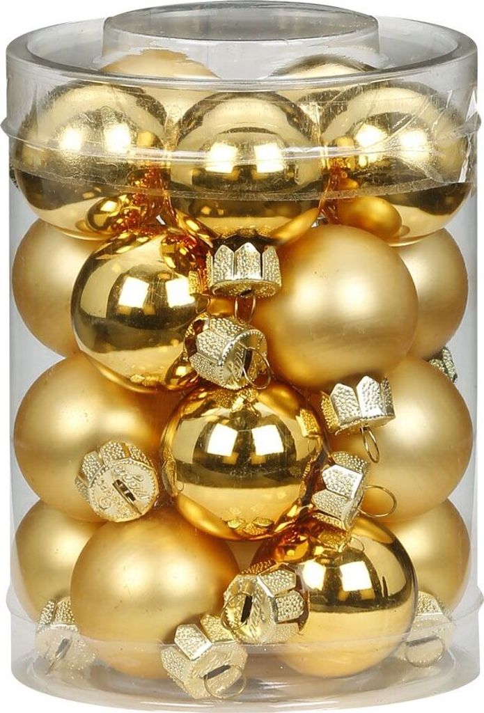 Weihnachtskugeln Glas 3cm, 20 Stück, Farbe:Inkagold glanz / Produktbild 