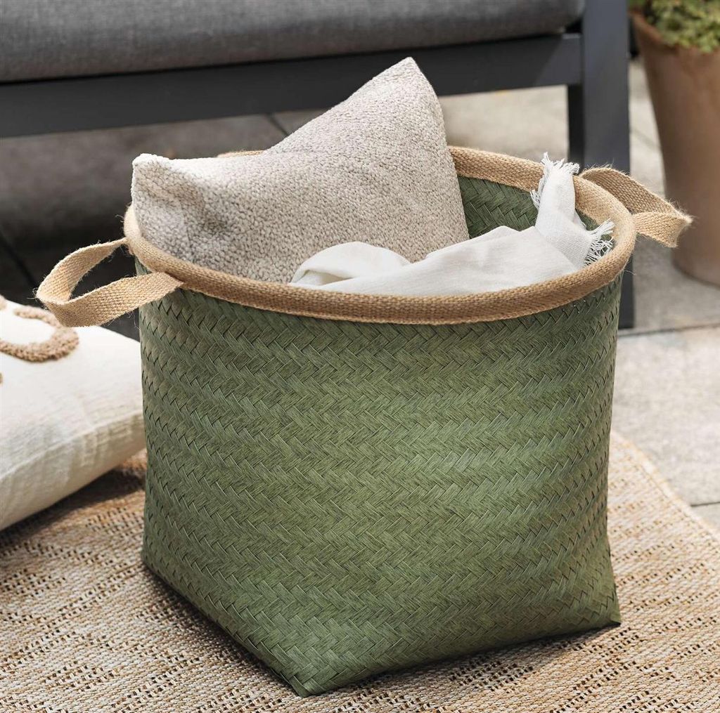Füllkorb "Soft" aus PP geflochten in grün, Ø 40 x 35 cm, Produktbild 