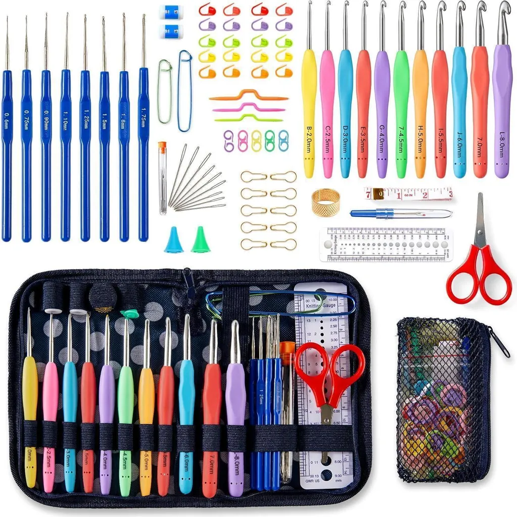 Kit Crochet Complet 82 Pièces avec Accessoires et Trousse de Rangement