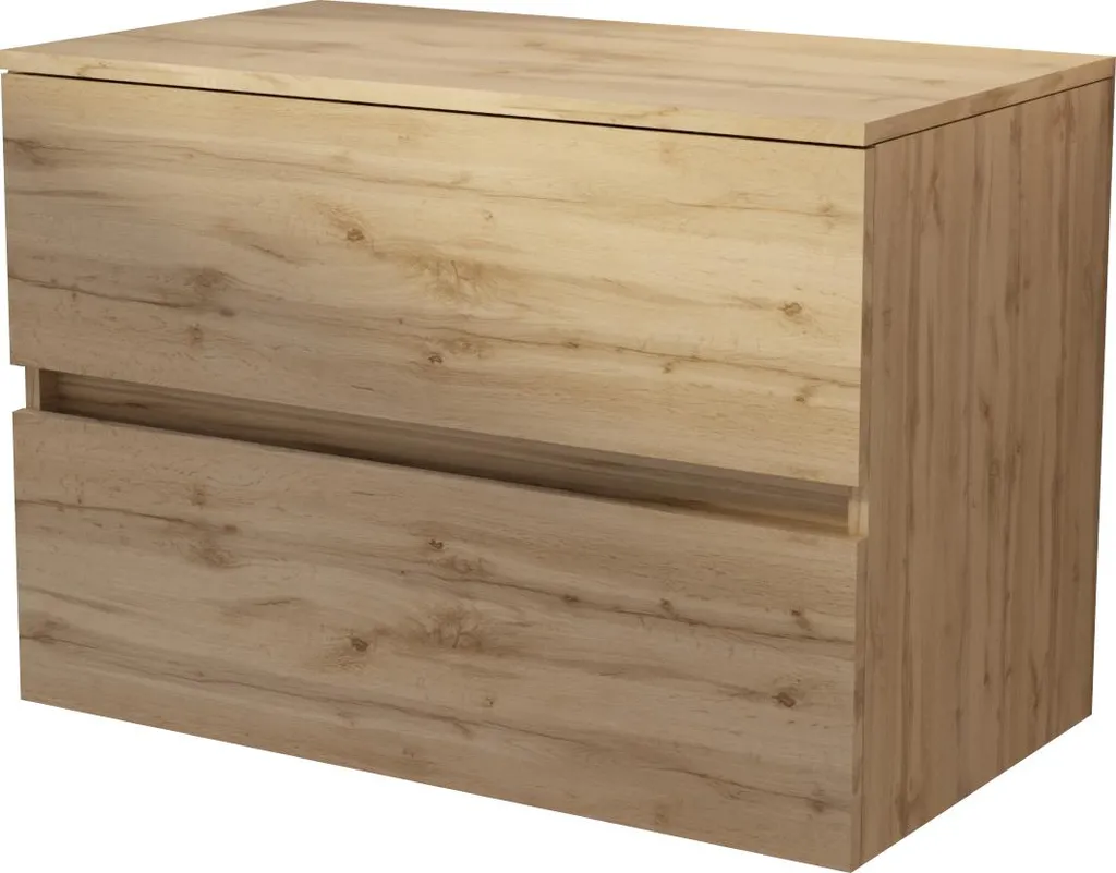 Meuble de Salle de Bains 80 cm TIMBER avec Tiroirs Chêne Naturel