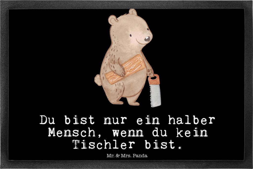 Mr. & Mrs. Panda fußmatte Tischler Herz 40 x 60 cm - Schwarz - Geschenk, Fußabtreter, Eingangsmatte, Schmutzfänger, Schmutzfangmatte, Türmatte