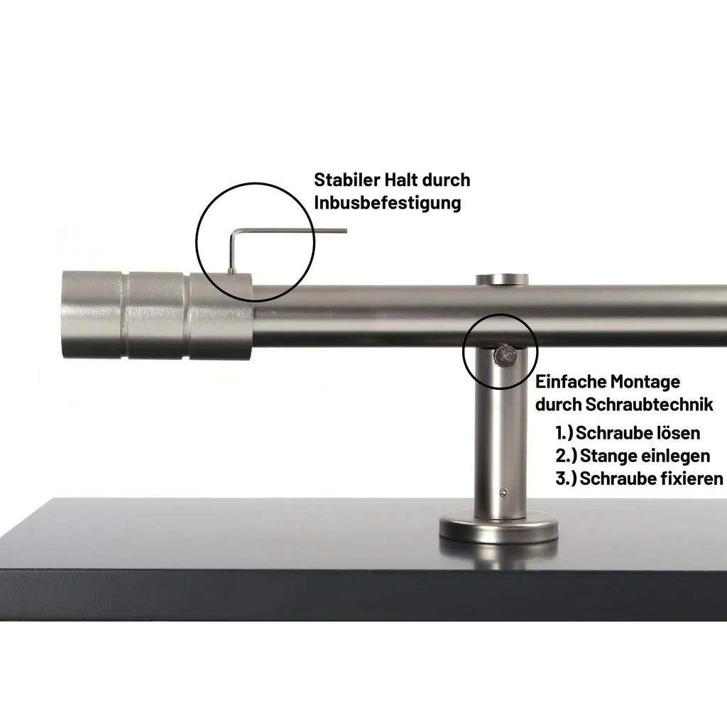 Bastone per Tende su Misura 200cm Acciaio Inox Ø25mm - 3