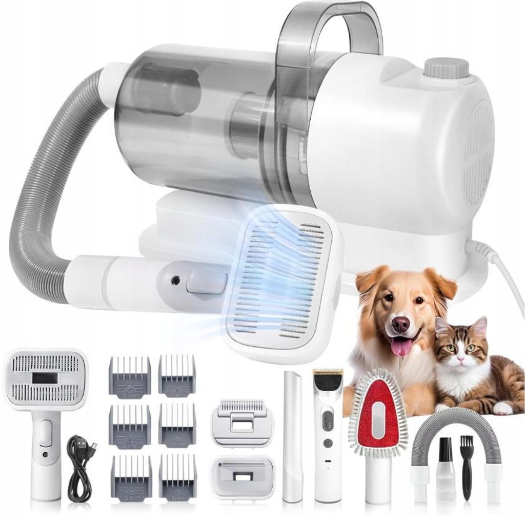 Hundepflegesauger, Hundehaarsauger, Hundeschermaschine, 13000 Pa Saugleistung, Haustier-Staubsauger-Pflegeset, 2.5L, leise