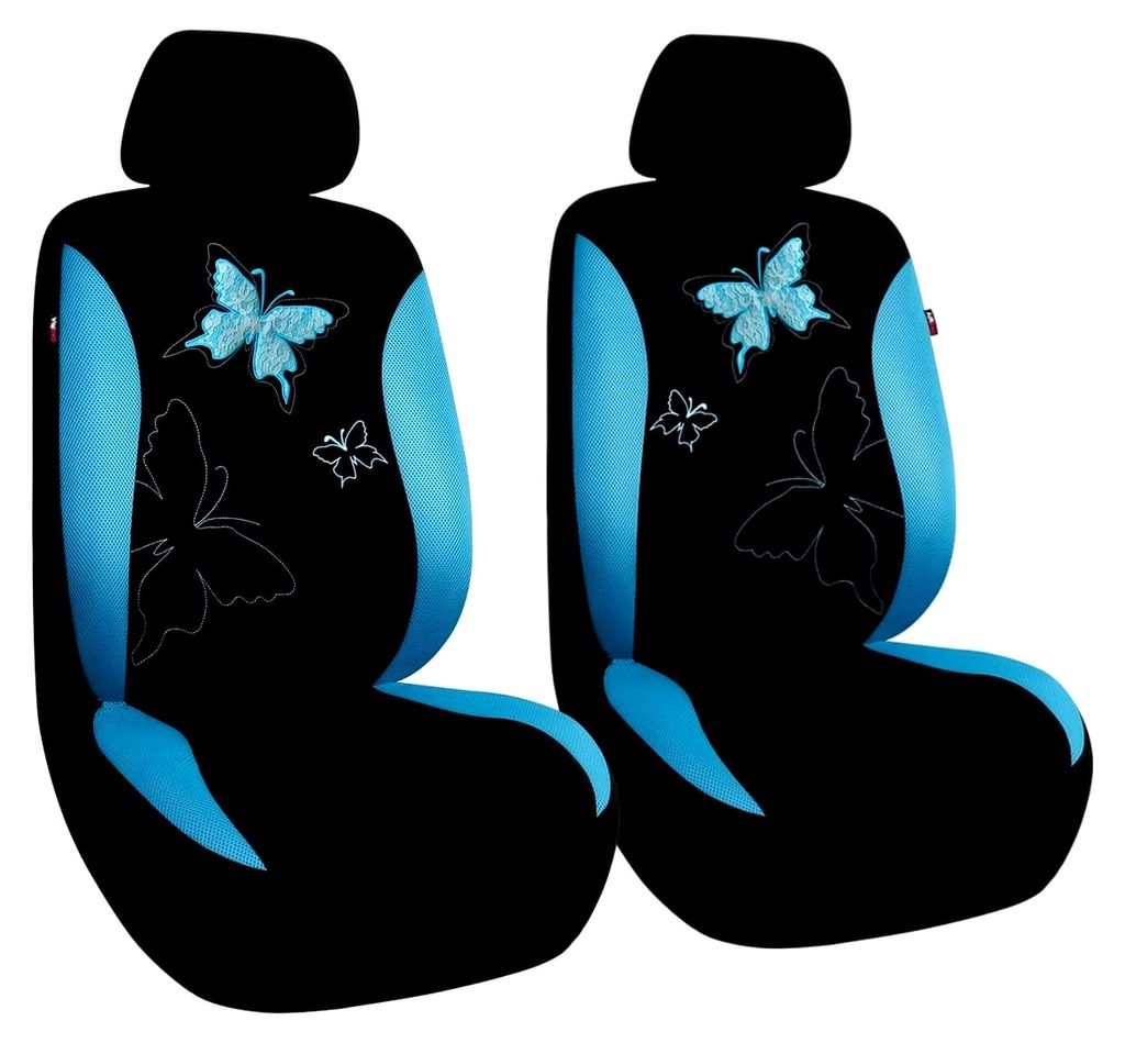 Maschen Schmetterling Universal für Auto Sitzbezüge Seitenairbags Kompatibel (Minzblau, Vordersitze)