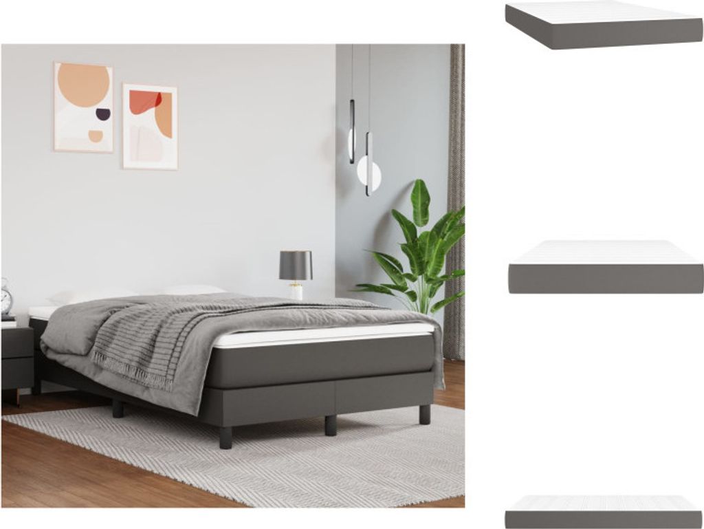 vidaXL Taschenfederkernmatratze Grau 120x200x20 cm Kunstleder - Matratzen