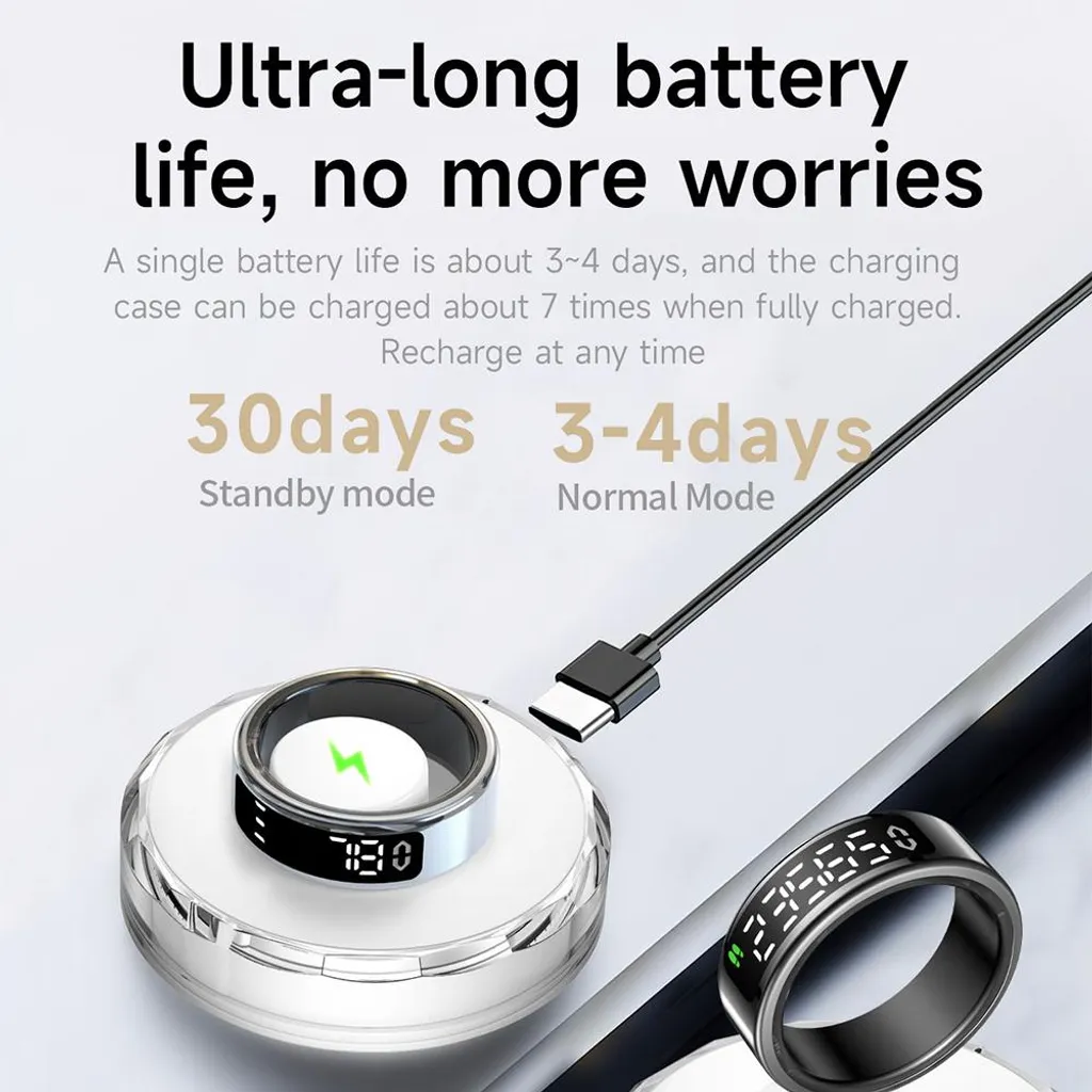 Smart Ring INF Nero Taglia 13: Tracker Biometrico Acciaio Inox - 11