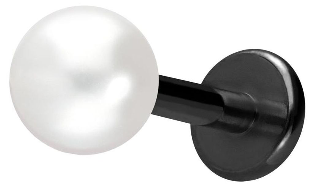 Ohrpiercing, Nasenpiercing Titan Labret mit Innengewinde SYNTHETISCHE PERLE Schwarz Stablänge: 8mm | Stabstärke: 1,6mm | Perlengröße: 5mm