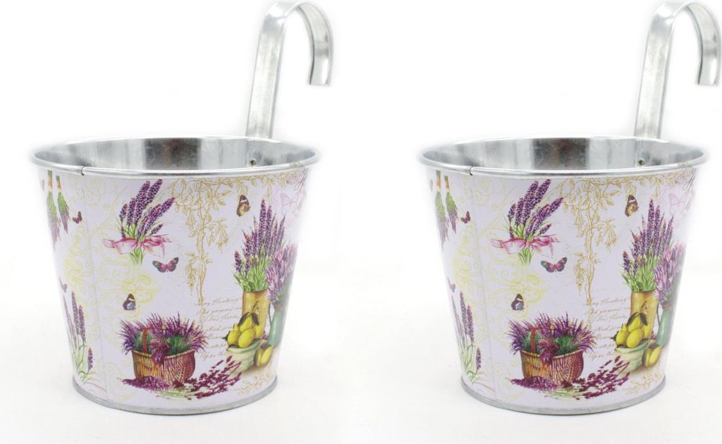 Metall Hängetopf - Ø 15cm x 13cm Lavendel 2 Stück