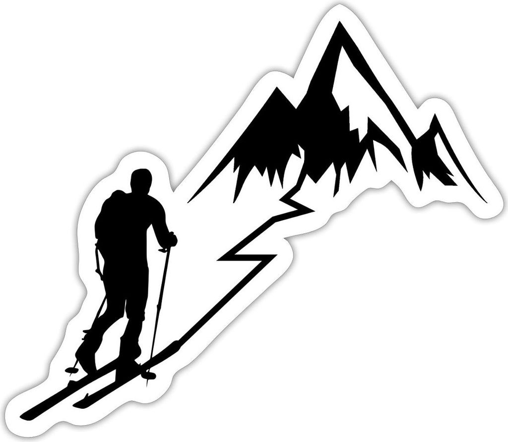 Spreadshirt Ski Toure Berg Design Sticker Aufkleber, 10 x 10 cm, Mattweiß