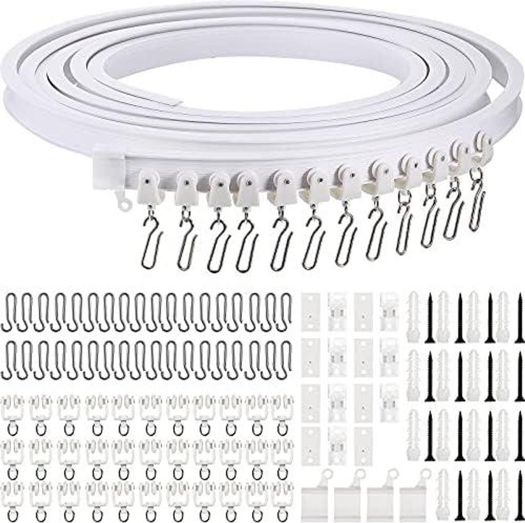 Biegsame Decke Gebogene Vorhangschiene Flexible Halterung Weiche Fenster für Vorhang Schiene mit Metall Haken, Bett Vorhänge Zimmer Trennwand (We...