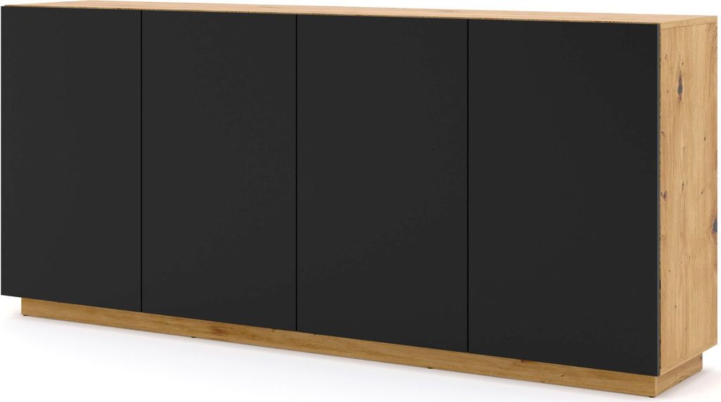 Kommode AURA 4D 198 cm ARTISAN EICHE / SCHWARZ MATT - Sideboard - Highboard mit 4 Türen
