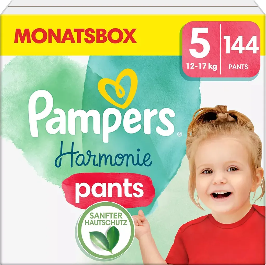 Couches Bébé Pampers Harmonie Taille 5 12-17kg 144 Pièces en Fibres Végétales