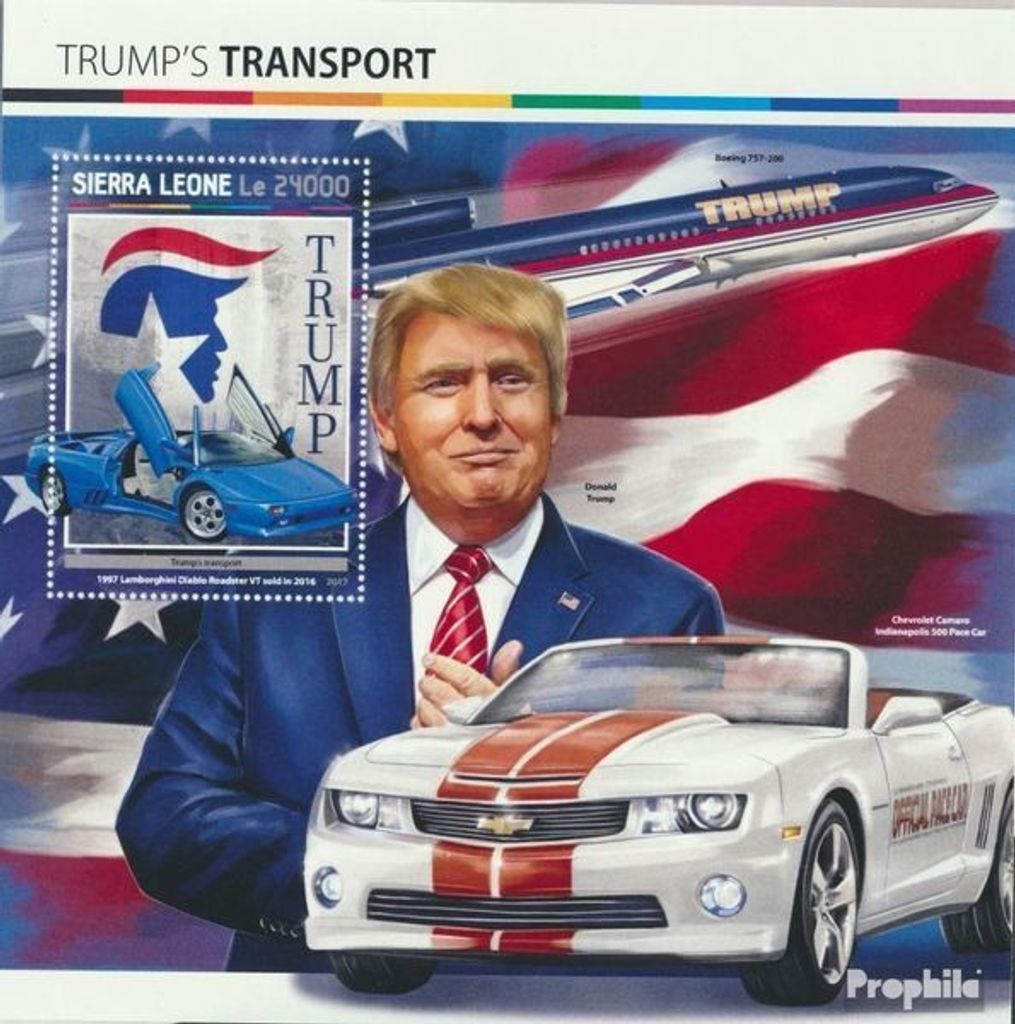 Briefmarken Sierra Leone 2017 Mi Block 1154 (kompl. Ausg.) postfrisch Trumps Transport