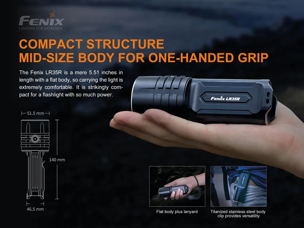Lampe torche rechargeable Fenix LR35R avec 6 modes d'éclairage LED - 23