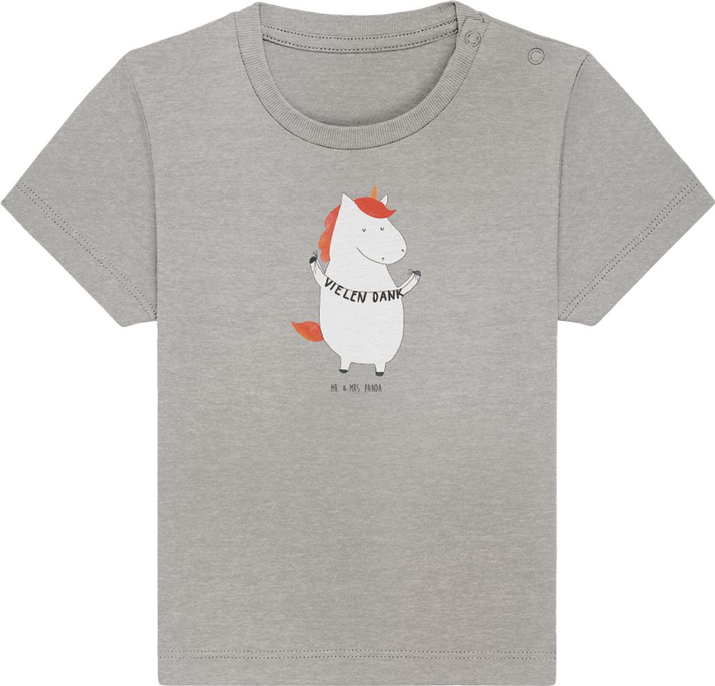 Mr. & Mrs. Panda Babyshirt Einhorn Dankeschön 0. - 6. Monat - Heather Grey - Geschenk, Danksagung, Baby T-Shirt, Danke, Kleinkind Shirt, Vielen Da...