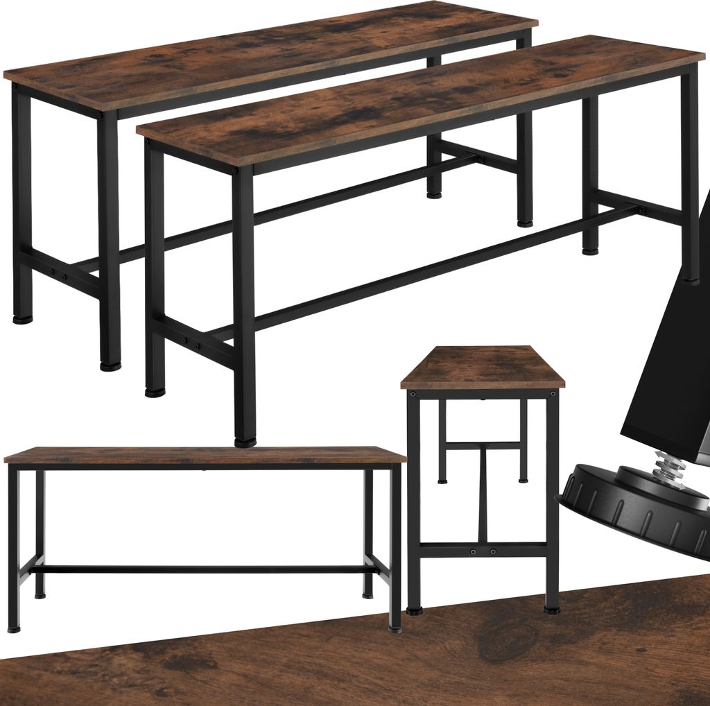 2 Sitzbänke Fairfield - Industrial Holz dunkel, rustikal Produktbild 