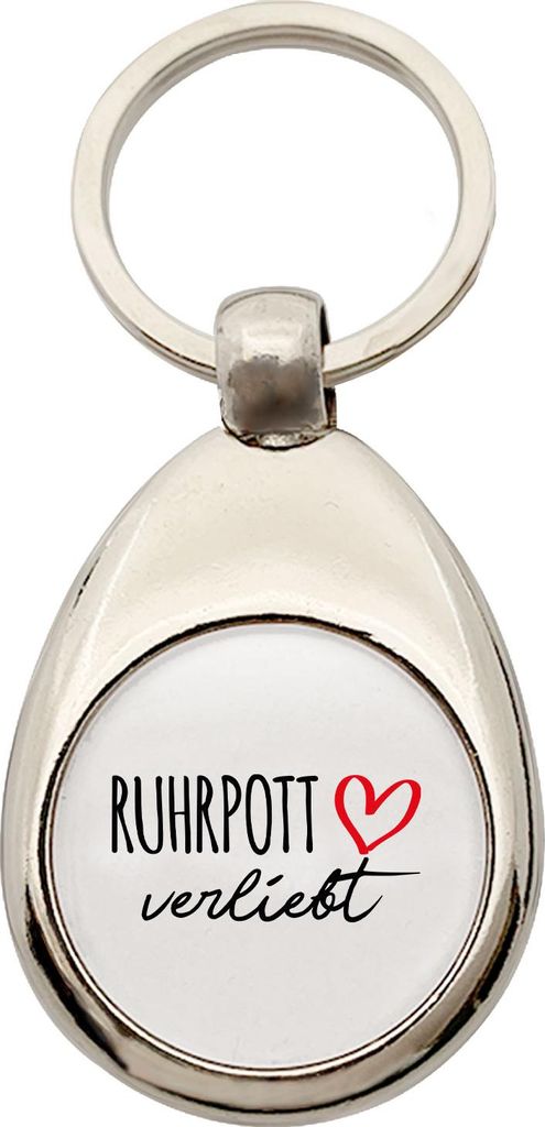 Huuraa Schlüsselanhänger Ruhrpott verliebt Metall Schlüsselring Einkaufswagenchip Geschenkidee