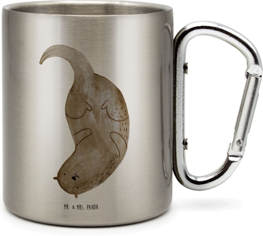 Mr. & Mrs. Panda Teebecher Otter Kopfüber - Transparent - Geschenk, Edelstahl Trinkbecher, Seeotter, Thermobecher, Niedlich, Campingtasse, Isolier...