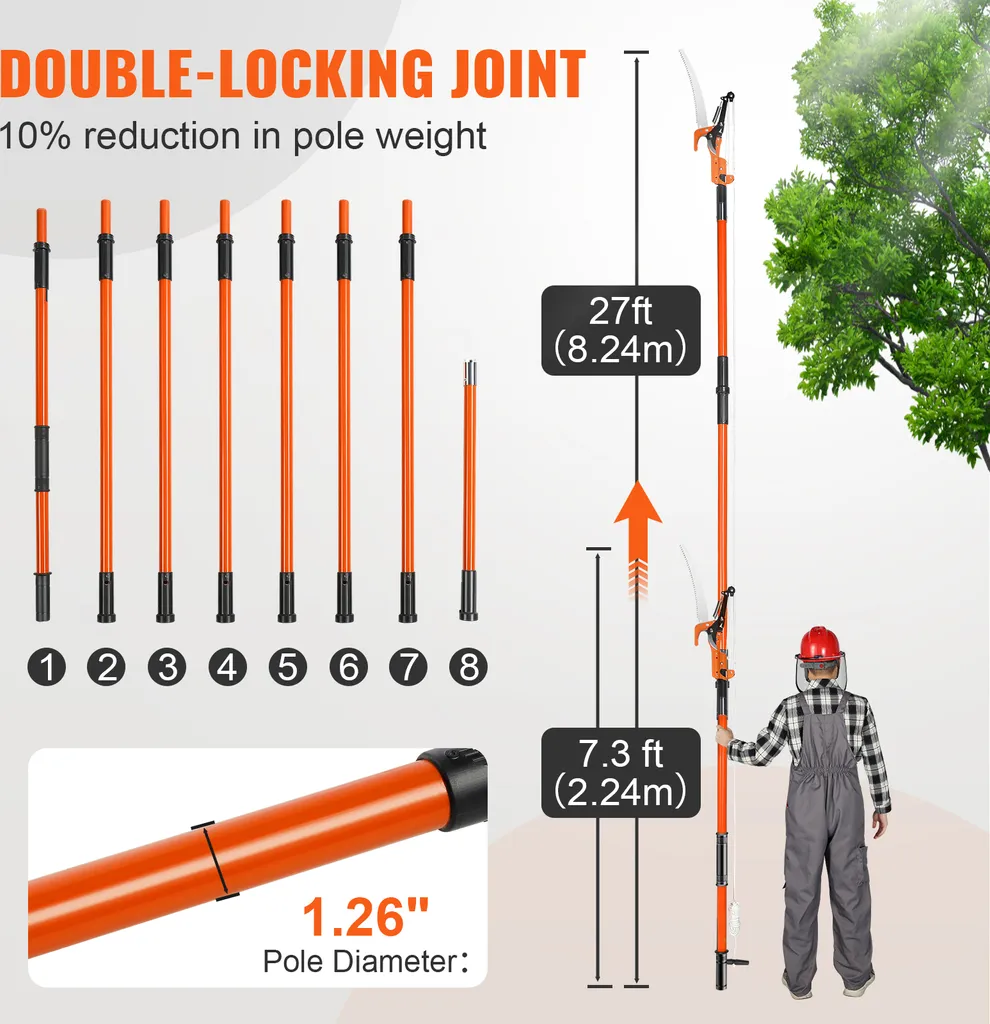 Sécateur extensible télescopique pour branches hautes et palmiers