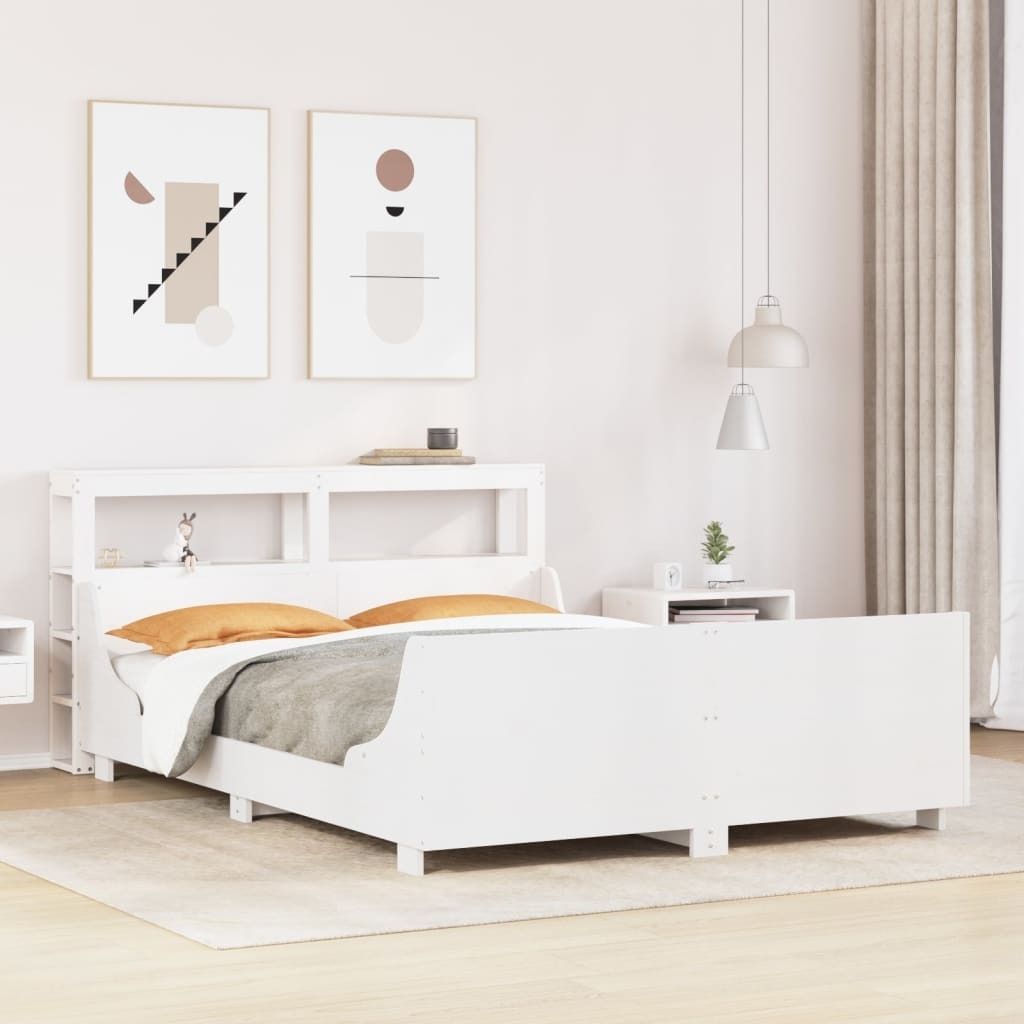"2026 Promotion" Massivholzbett Schlafzimmer - ohne Matratze - Weiß - 120x200 cm - Kiefernholz - Polsterbett CC16398