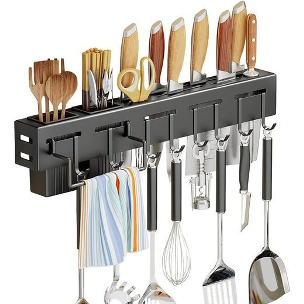 Besteckhalter Regal Küche & Küchenmöbel, Küchenreling & Hängeleiste für Küche, (1-tlg., Küchenutensilien & Küchenzubehör 50cm), Hakenleis...