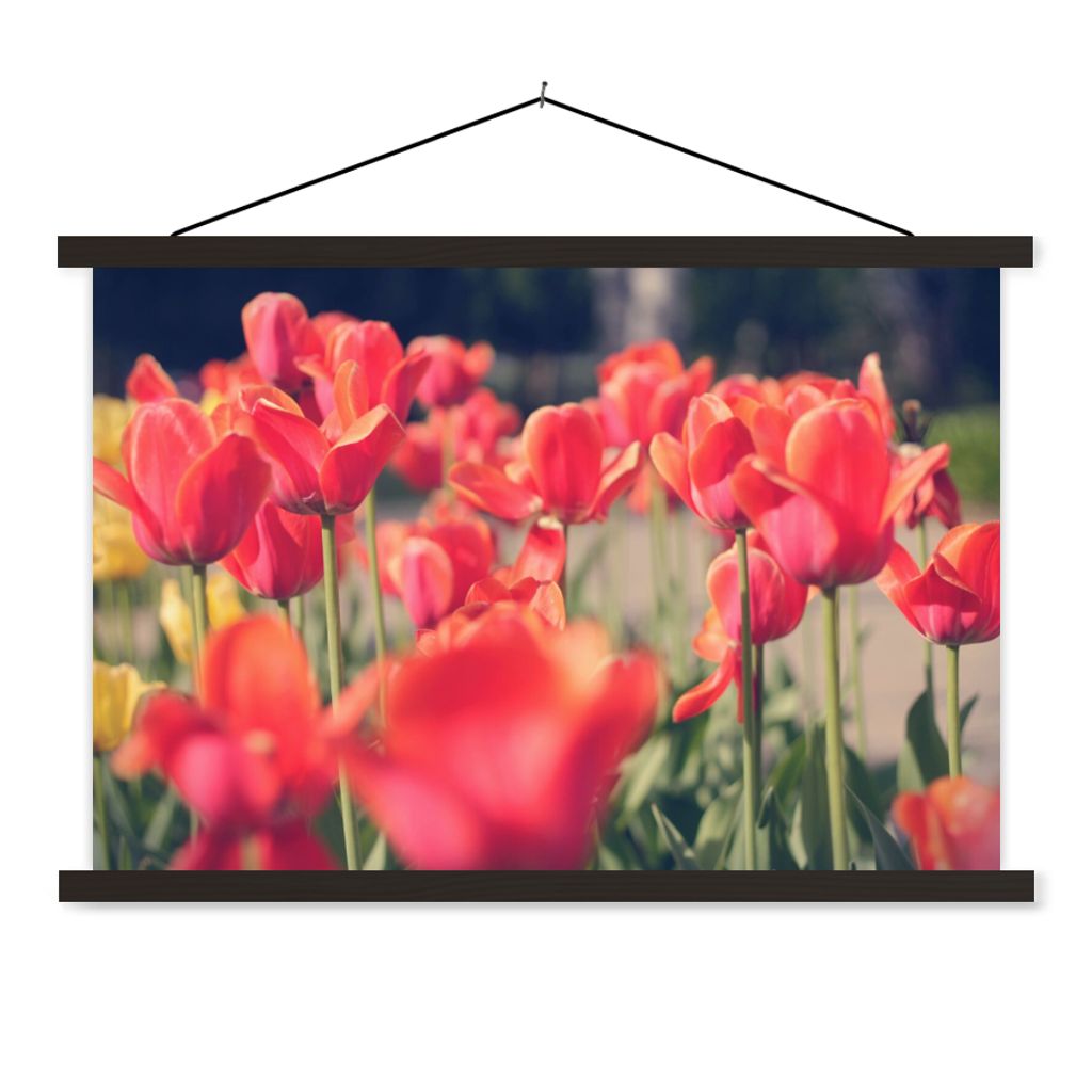 MuchoWow Textilposter Tulpen - Blumen - Natur 150x100 cm mit schwarzem Rahmen - Schlafzimmer