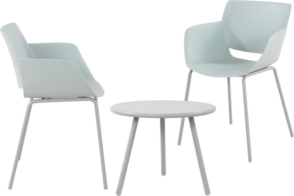 CLP Sitzgruppe Minota Set Tisch Minot Stühle Alpena wetterfest und UV-beständig,türkis 2 Stühle