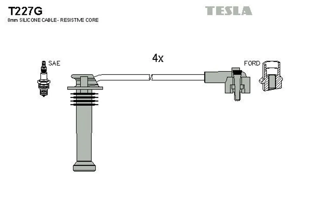 TESLA T227G Jeu de câbles d'allumage pour FORD Fiesta et Mondeo I II