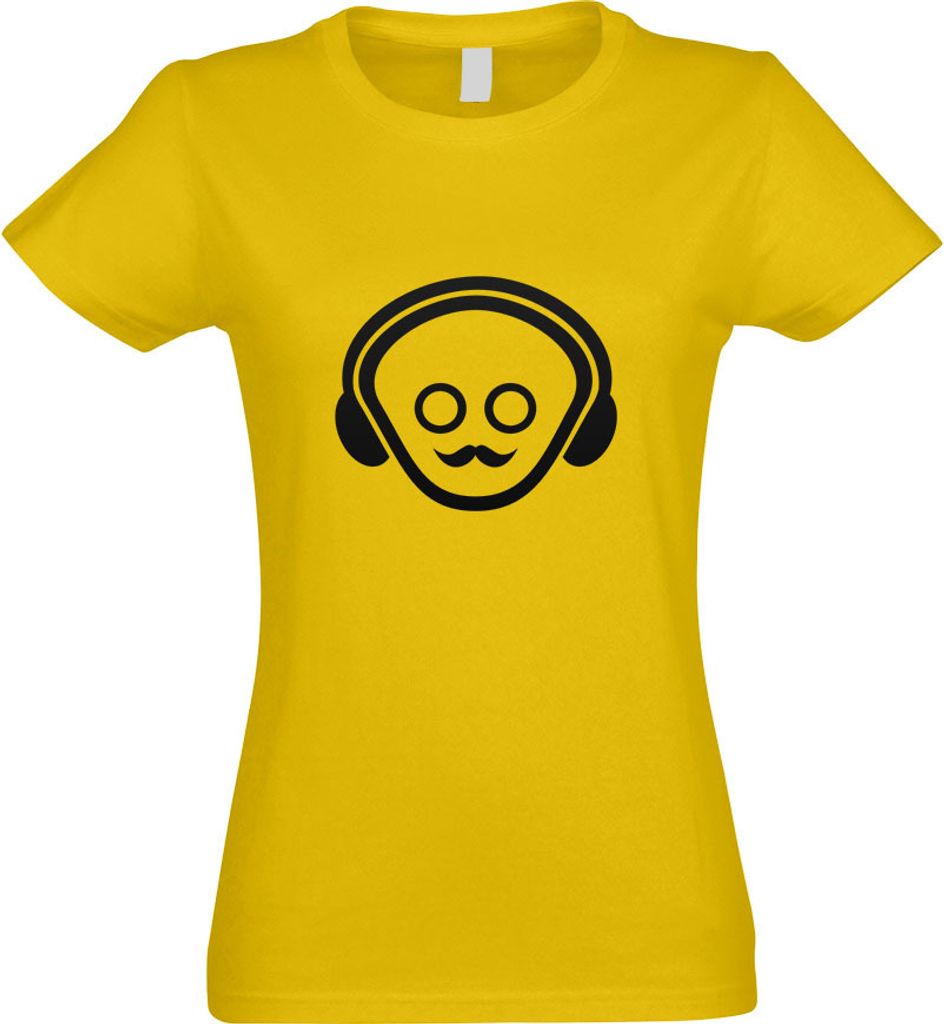 Kiwistar - T-Shirt tailliert - Damen - gelb - Mustache - mit Motiv Bedruckt - Funshirt Design - Sport - Freizeit - Damen - S