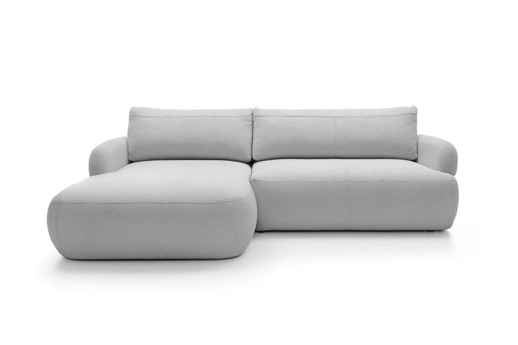 Ecksofa - Eckcouch L-Form, Sofa Couch, mit Schlaffunktion, Bettkasten, Polstermöbel, SABA Grau Links, Manza83