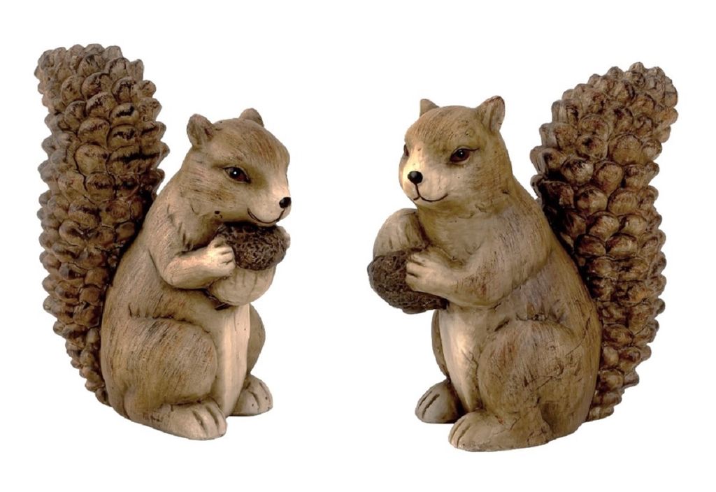 Deko Eichhörnchen mit Nuss Gartenfigur 