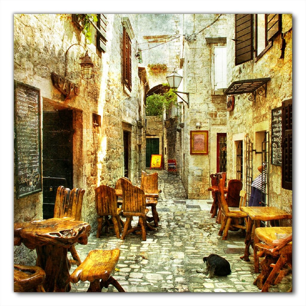 Wallario selbstklebende Möbelfolie/ Tischdecke für Innen und Außen, Größe: 80 x 80 cm - Italienische kleine Gasse