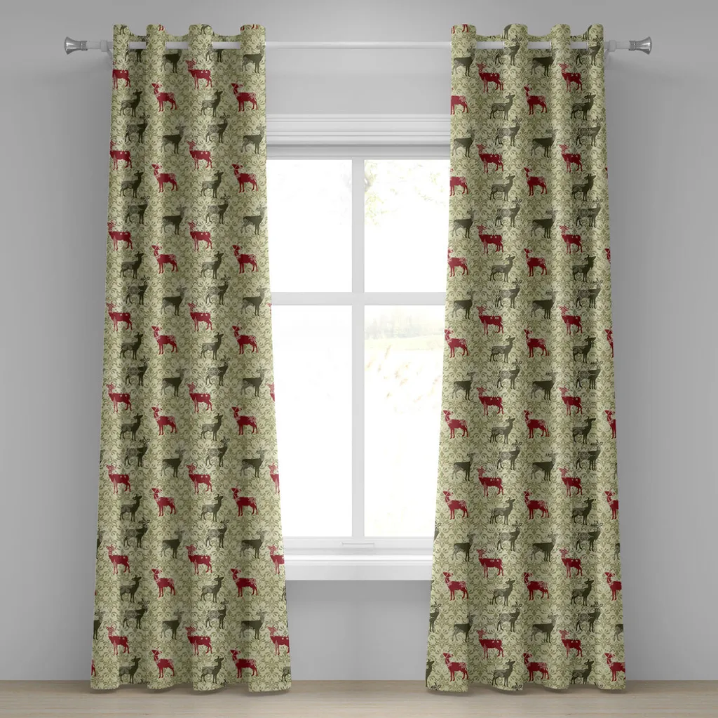 Tenda ABAKUHAUS Bosco di Natale: Cervi e Neve Verde Scuro 280x225