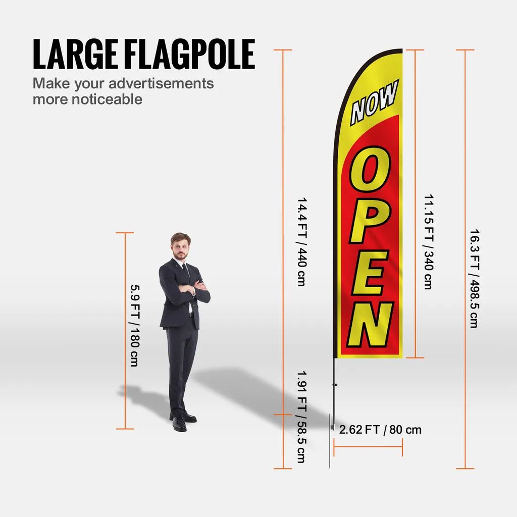 Lot de 2 Drapeaux Plumes Publicitaires avec Mât de 5m pour Entreprise