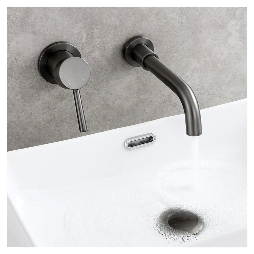 Wandmontierter Badezimmer-Wasserhahn, Wandmontage-Wasserhahn, Messing-Waschtischarmatur, Waschtischarmaturen mit 360-Grad-Schwenkauslauf, Einhand-W...