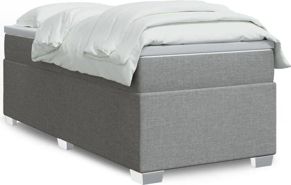 Möbel Boxspringbett mit Matratze Hellgrau 90x200 cm Stoff - Polsterbett 3285102