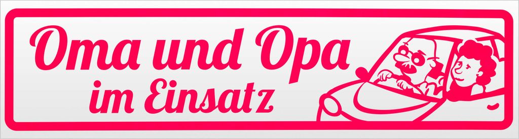 Kiwistar Oma und Opa im Einsatz V2 Magnetschild Schild magnetisch - 30cm Neonpink - Magnetfolie für Auto PKW Kfz
