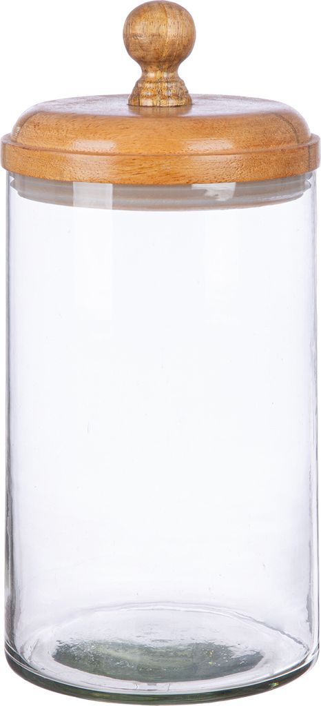 Gilde Vorratsglas, "Presa", Glas, Mangoholz, klar, VE 3, H. 26 cm, D. 12,5 cm Höhe: 26.00 cm Durchmesser: 12.50 cm 55860