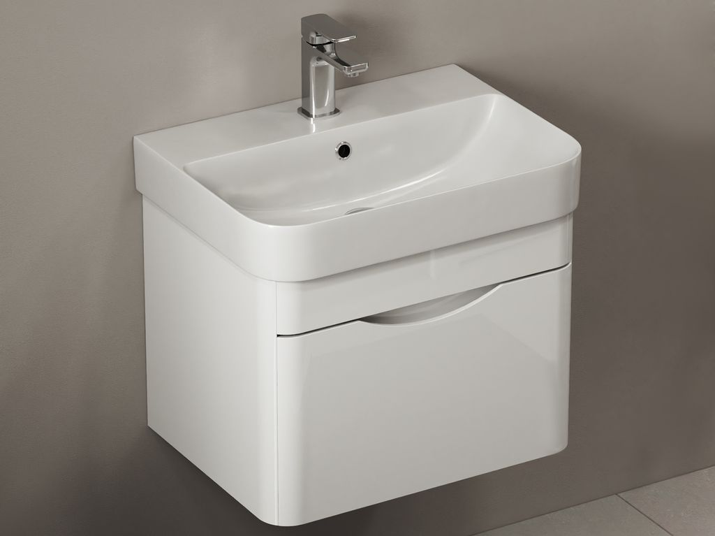 Badmöbel-Set Unterschrank mit Keramikwaschtisch Waschbecken weiß 57cm