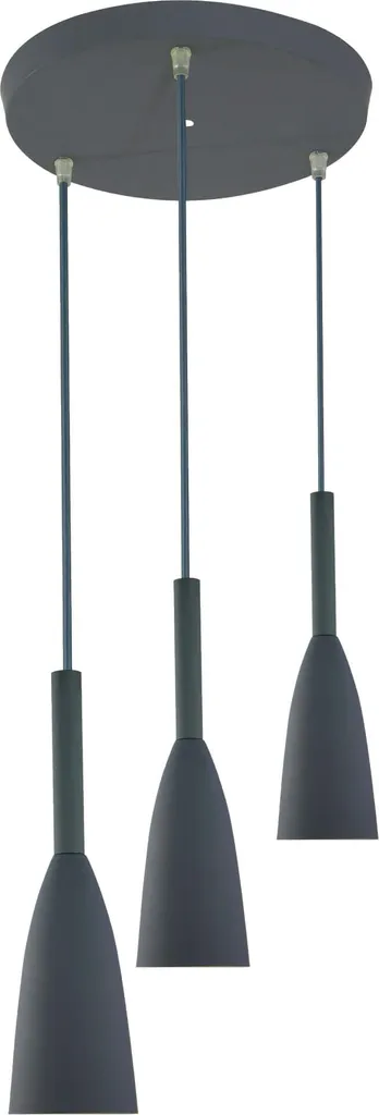 Suspension pour îlot central de cuisine en métal gris 3 lampes Solin